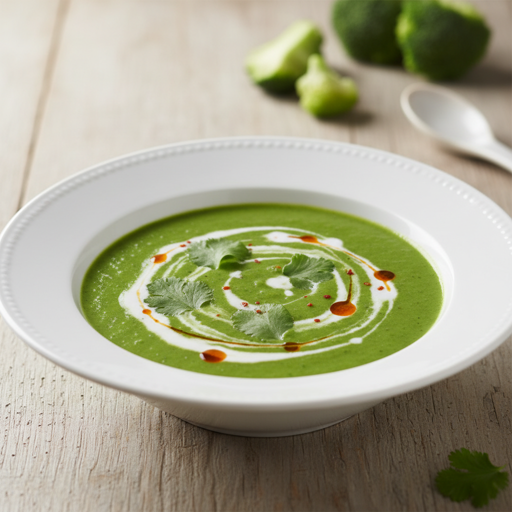 Velouté de brocoli à la pâte de curry thaï
