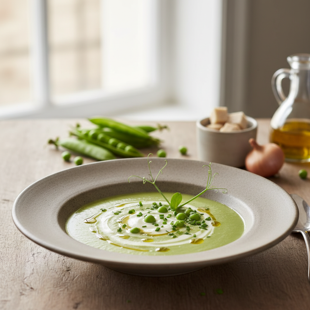 Velouté de petits pois au Kiri