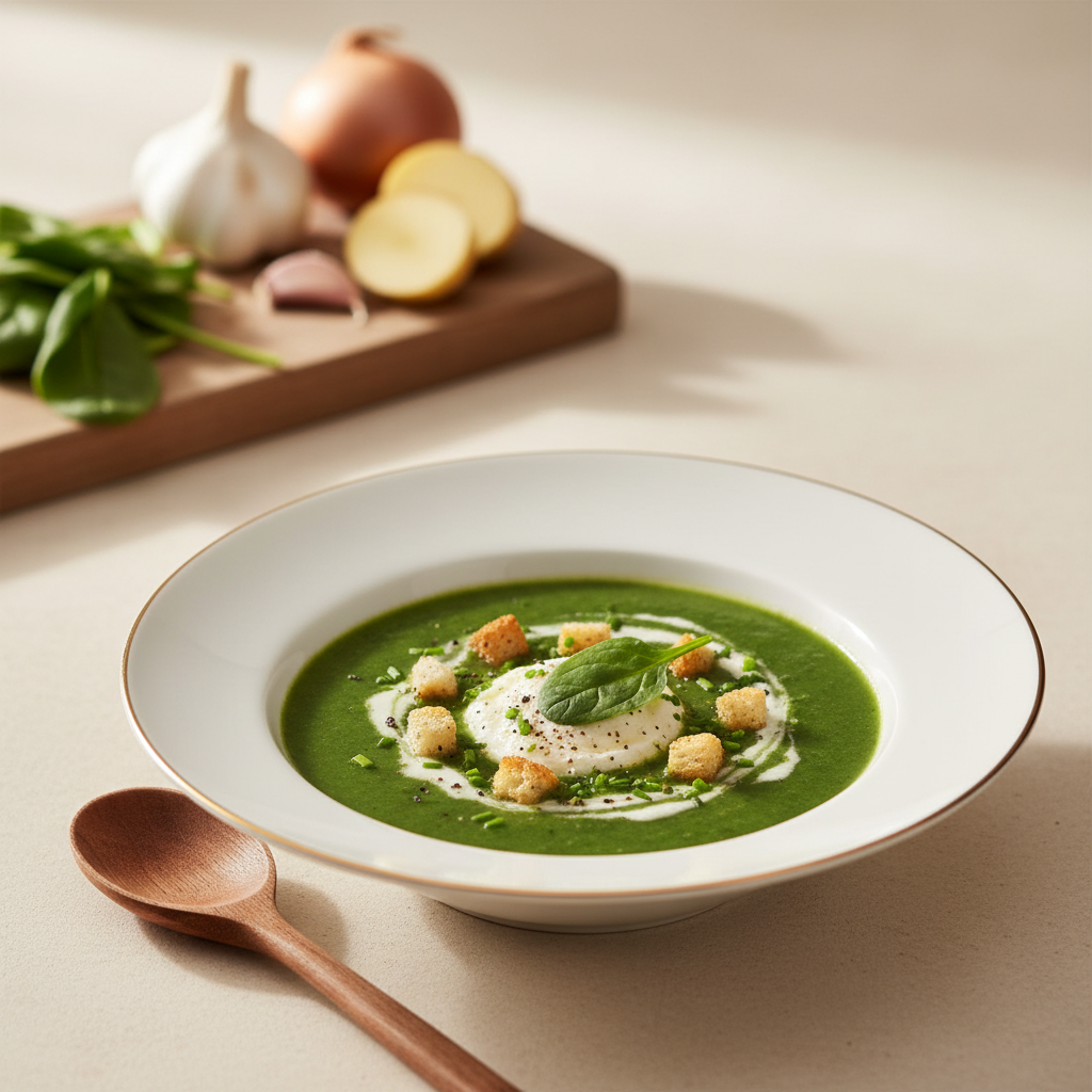 Velouté d'épinards au chèvre frais